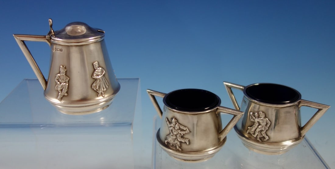 Mappin & Webb Sterling Silver 3pc Condiment Set with Applied Figures (1 of 6)