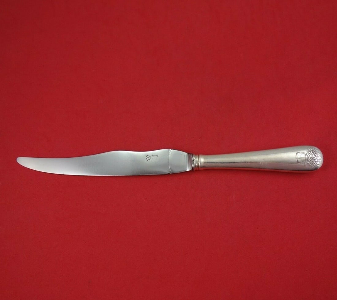 Durgin-Gorham Sheaf of Wheat Sterling Silver Dinner Knife 10": Durgin-Gorham Sheaf of Wheat Sterling Silver Dinner Knife 10" This exquisite dinner knife features the elegant "Sheaf of Wheat" pattern by Durgin-Gorham, crafted from sterling silver. The knife boasts