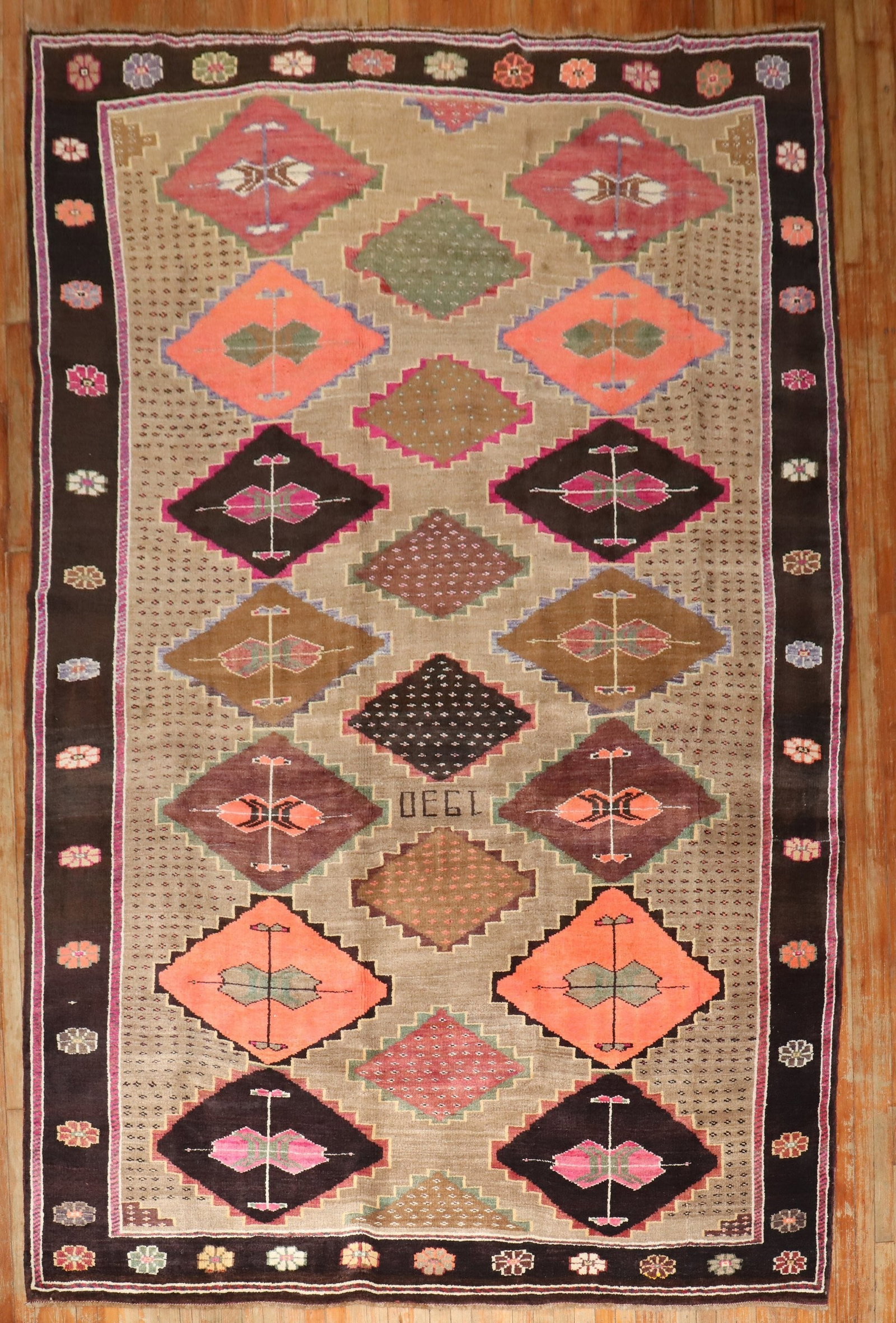 7' 7" x 11' 9" Turkish Kars Room Size Rug: 7' 7" x 11' 9" Turkish Kars Room Size Rug 20th century Turkish Kars room size rug with a geometric design. This pre-owned rug is identified as a Kars type and is suitable for room-size placement. Spec