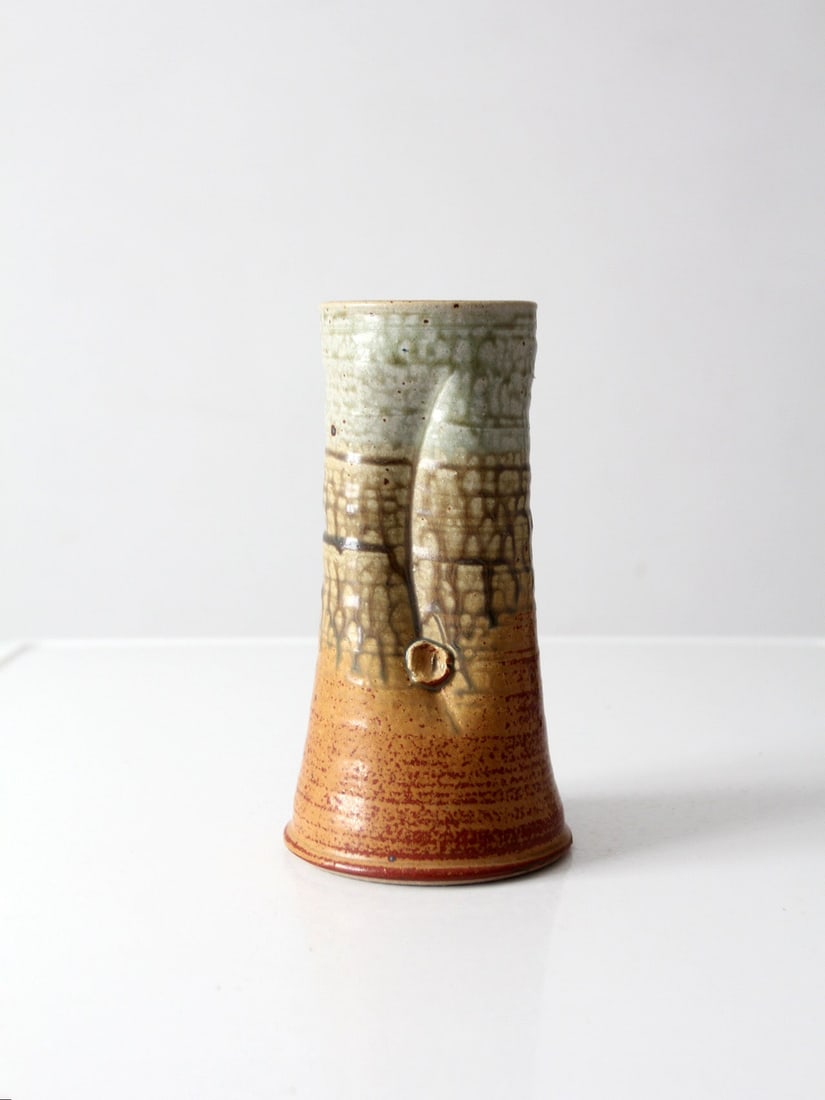 Earth Tone Glazed Studio Pottery Vase with Applied Detail (1 of 10)