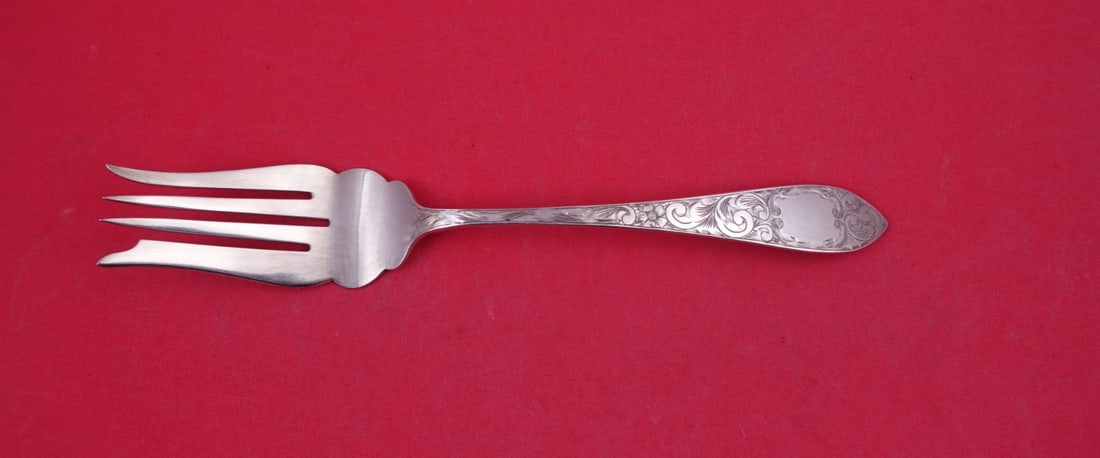 Schofield Mayflower Sterling Silver Cold Meat Fork 8 5 8: Schofield Mayflower Sterling Silver Cold Meat Fork 8 5 8 This is a Schofield sterling silver cold meat fork in the Mayflower pattern, produced between 1900 and 1940 in the United States. The fork meas
