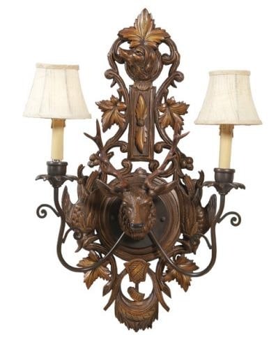 Rustic Lodge Resin Stag Wall Sconce Hand-Cast Hand-Painted (1 of 1)