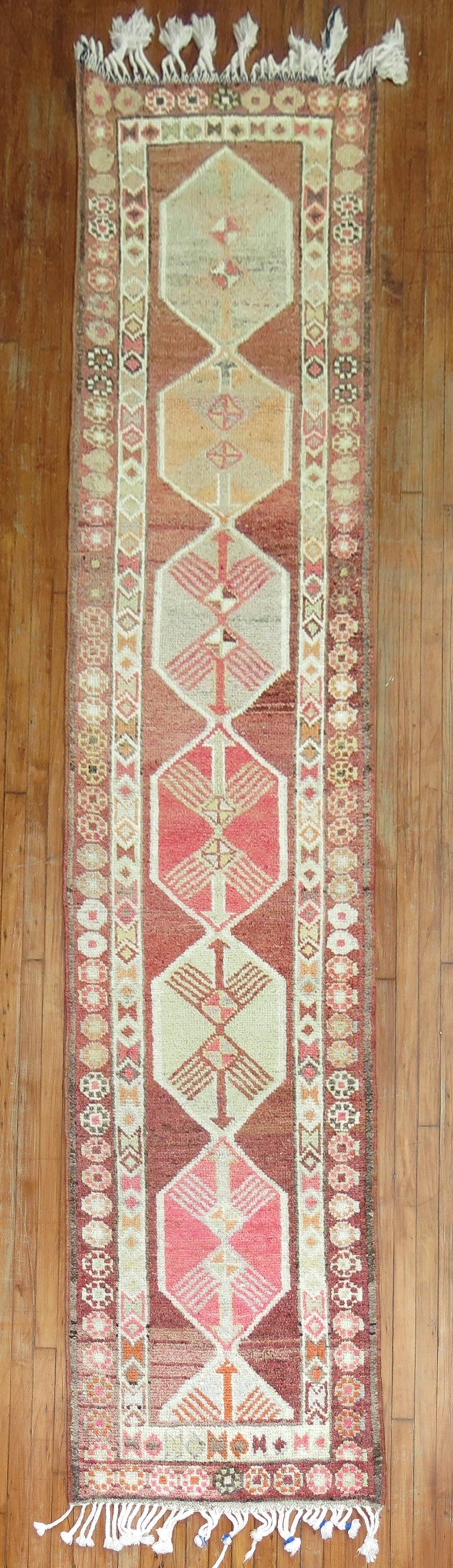 2' 8" x 12' 2" Mid 20th Century Anatolian Geometric Runner (1 of 5)