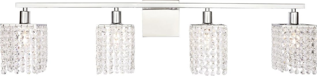 Elegant Phineas 4-Light Wall Lamp Hollywood Regency Chrome Crystal (1 of 1)