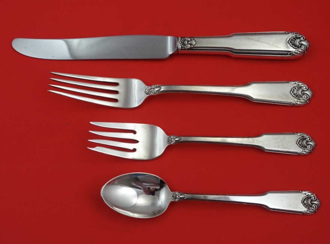 International Sterling Silver Whitehall 4-Piece Place Setting: International Sterling Silver Whitehall 4-Piece Place Setting Add a touch of elegance to your dining experience with this exquisite Whitehall 4-piece place setting by International Sterling. Crafted f