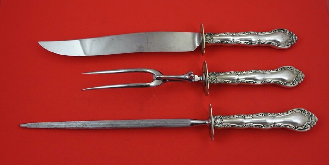 Alvin French Scroll Sterling Silver 3-Piece Roast Carving Set (1 of 2)