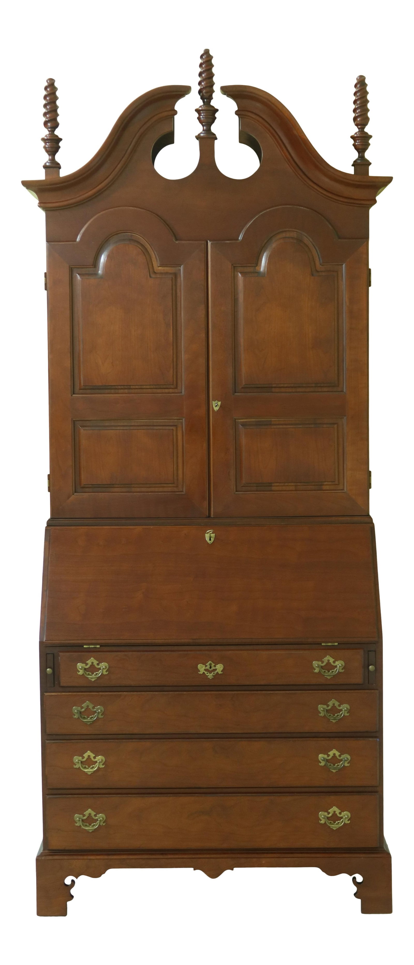 Wright Table Co. Chippendale Cherry Secretary Desk 25 Years Old: Wright Table Co. Chippendale Cherry Secretary Desk 25 Years Old This elegant New England Cherry Secretary Desk, crafted by Wright Table Co., showcases a timeless Chippendale design with a traditional 
