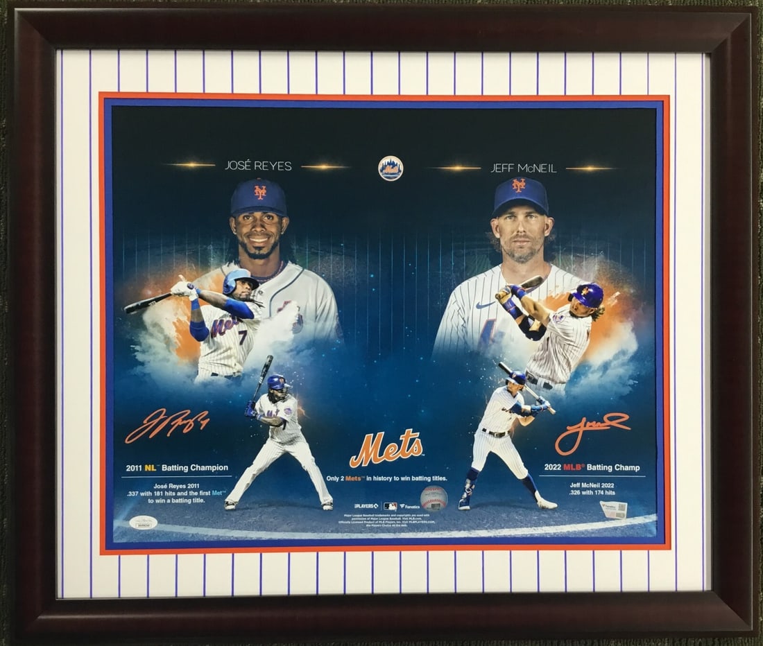Jose Reyes Jeff McNeil Signed Photo Custom Framed JSA NY Mets 16x20 (1 of 8)
