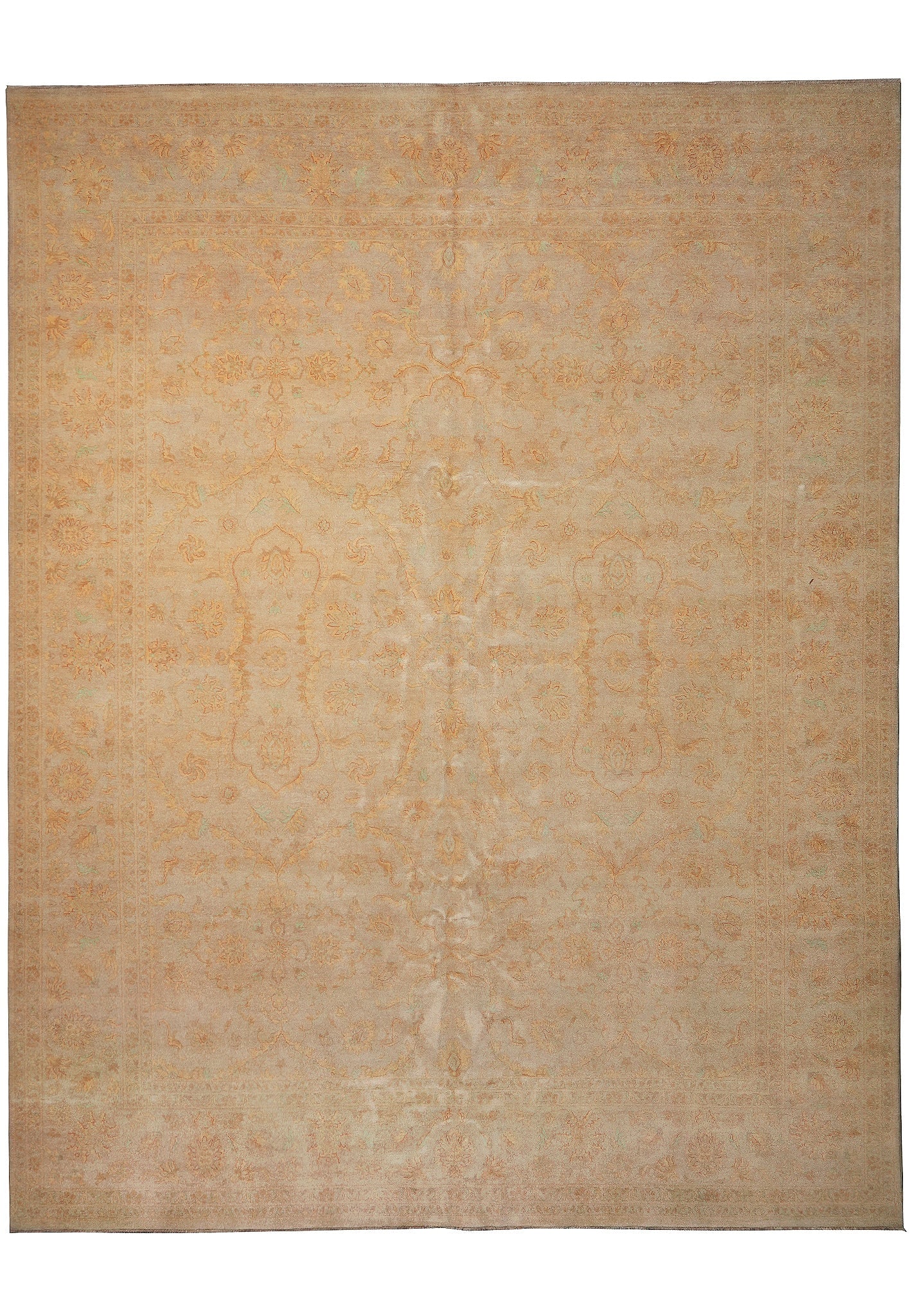 12 x 15 One of a Kind Beige Chobi Peshawar Rug: 12 x 15 One of a Kind Beige Chobi Peshawar Rug Free continental US Shipping One-of-a-kind Chobi Peshawar rug in a beige colorway with an intricate patterned design and soft texture. Condition is un-us