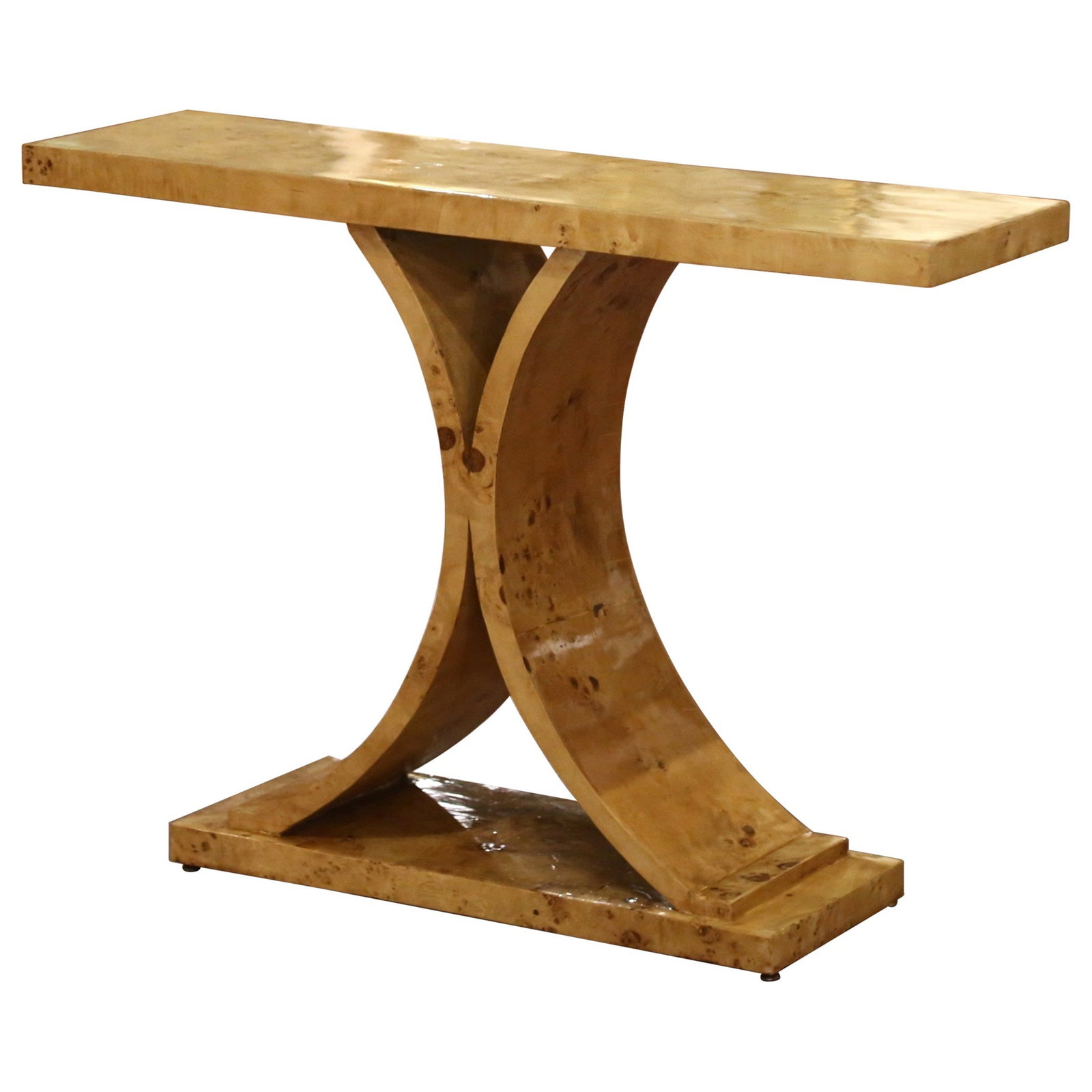 French Burl Elm Console Table Art Deco Style 42 in (1 of 9)