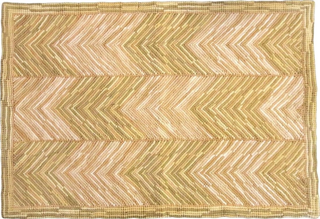 Eco-Friendly Camp Chevron Gold Hooked Rug 2x8: Eco-Friendly Camp Chevron Gold Hooked Rug 2x8 Introduce a touch of elegance to your space with this Eco-Conscious Gold Chevron Hooked Rug, designed in a charming antique or vintage style. This un-used