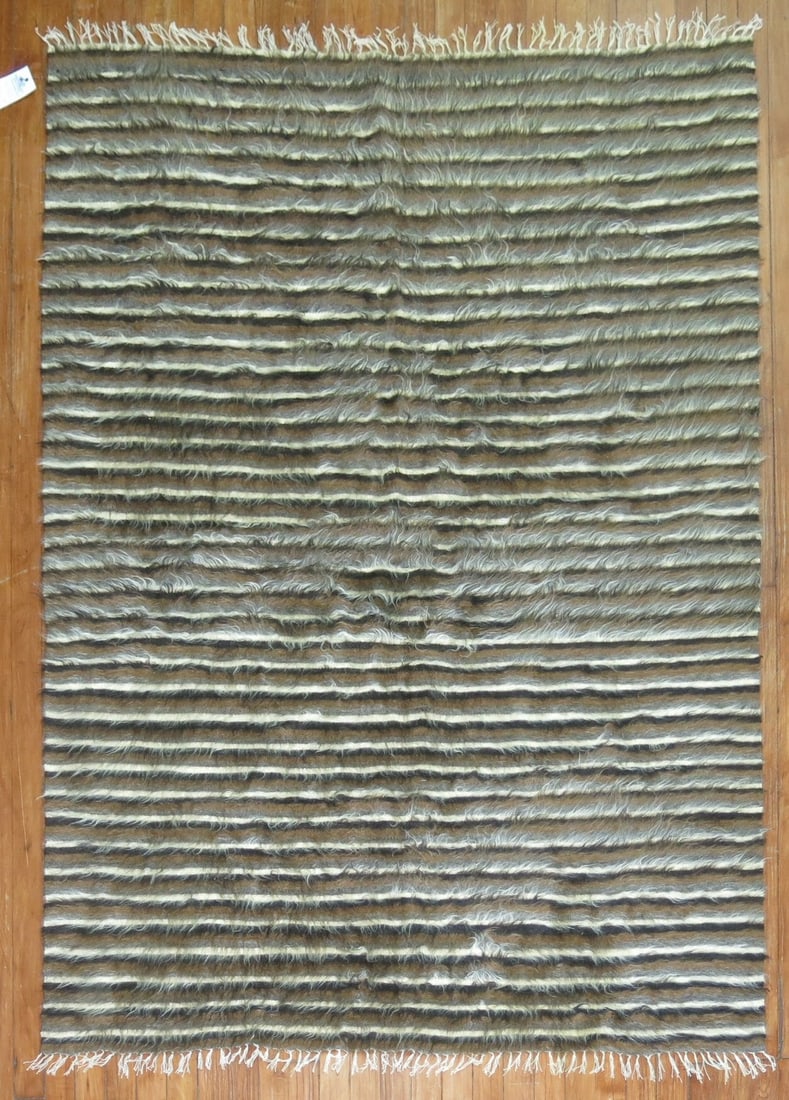 4' 6" x 6' 4" Turkish Mohair Accent Rug with Stripes (1 of 5)