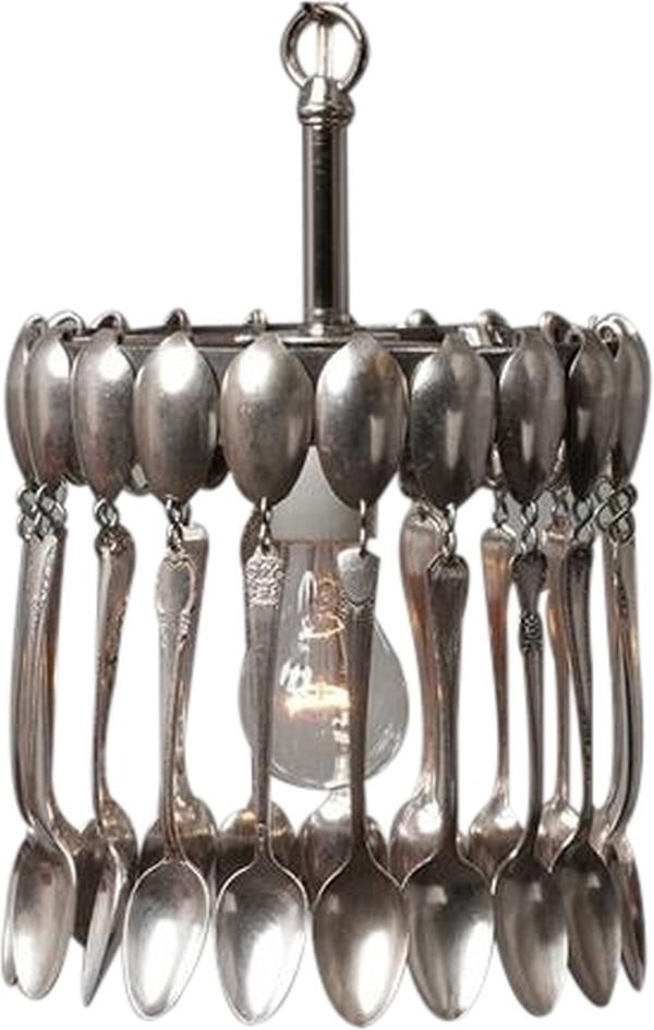 Eclectic Style Silver-Plated Spoon Bowl Chandelier 1-Light: Eclectic Style Silver-Plated Spoon Bowl Chandelier 1-Light Illuminate your space with this stunning Handcrafted Vintage Style Silver Spoon Light Fixture. This unique bowl chandelier showcases a perfec