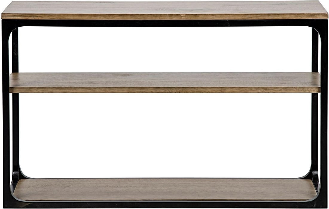 Novie Small Console Table Dark Walnut Matte Black Frame (1 of 3)