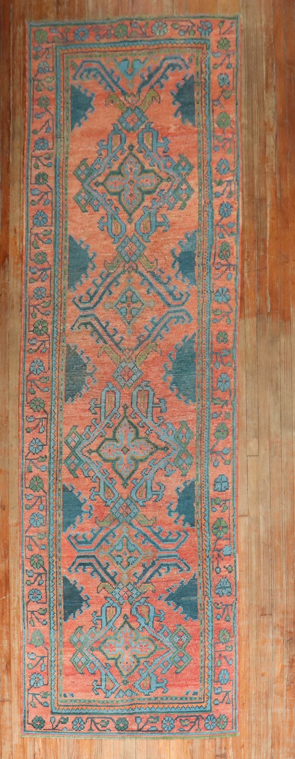 3' 8" x 12' 8" Early 20th Century Turkish Oushak Rug Runner: 3' 8" x 12' 8" Early 20th Century Turkish Oushak Rug Runner An early 20th century Turkish Oushak wide runner with classic antique character. This pre-owned rug is identified as an Oushak runner. Speci