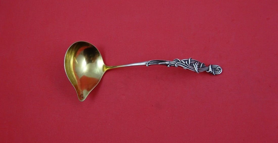 Sterling Silver Sauce Ladle with Vine Handle and Spout by Shiebler 5.5 Inch (1 of 2)