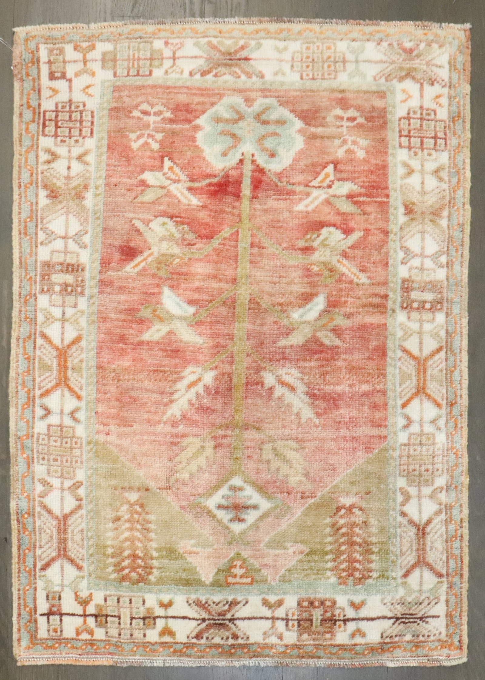 2' 6" x 3' 4" Early 20th Century Anatolian Turkish Rug: 2' 6" x 3' 4" Early 20th Century Anatolian Turkish Rug Small early 20th-century Turkish Anatolian rug in a square format. This pre-owned piece offers the character and traditional appeal of an antique