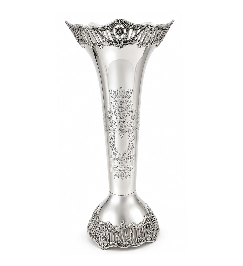 15.75" Handmade .925 Sterling Silver Floral Vase American Style (1 of 3)