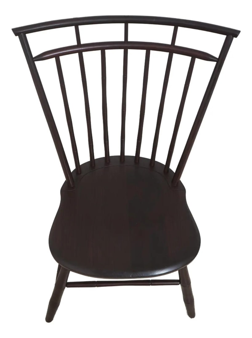 Mahogany Side Chair with Birdcage Windsor Design: Mahogany Side Chair with Birdcage Windsor Design This Windsor style side chair features a dark brown mahogany finish and mortise construction, reflecting traditional craftsmanship. With approximately 