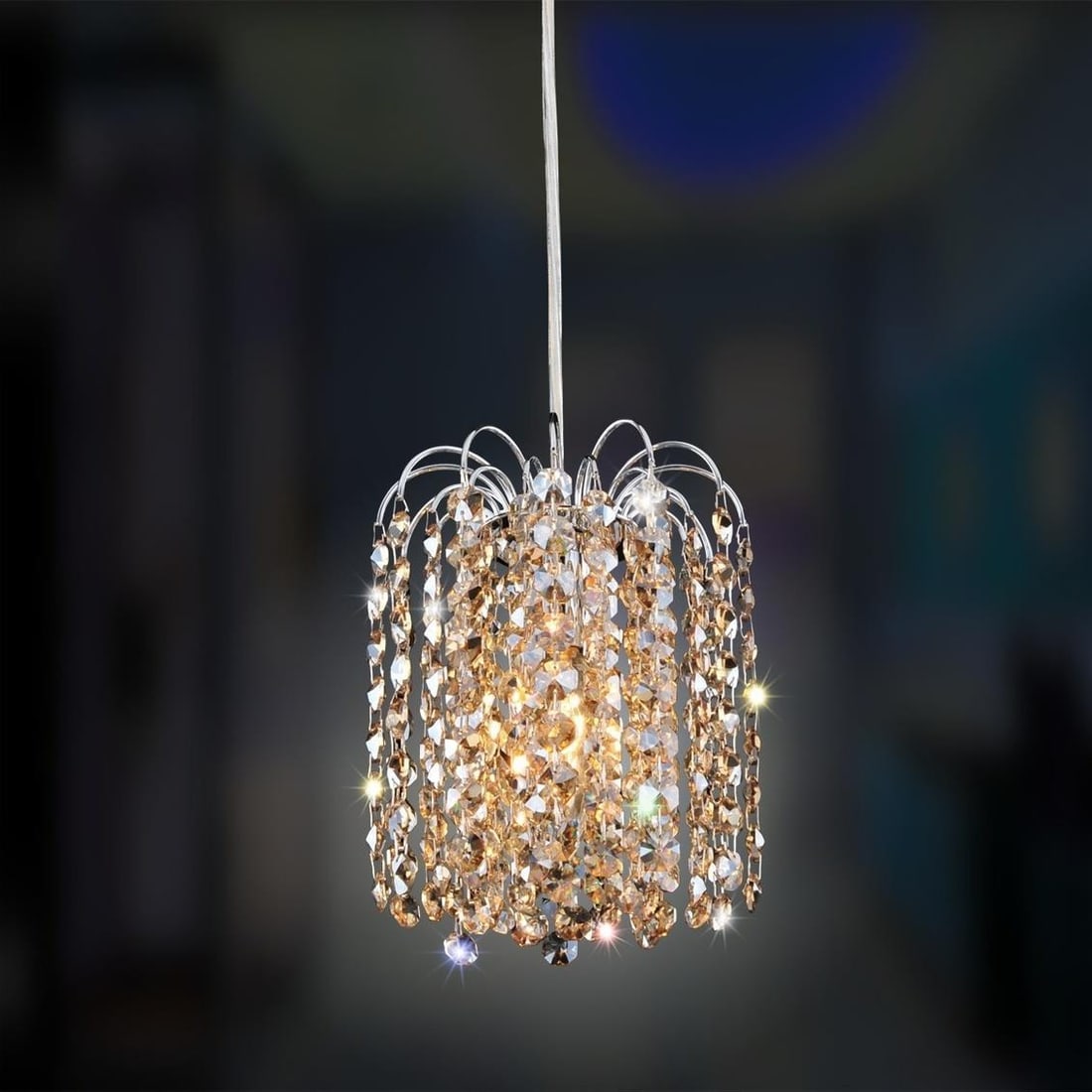 Kalco Chrome Milieu 1-Light Pendant with Crystals Indoor Lighting: Kalco Chrome Milieu 1-Light Pendant with Crystals Indoor Lighting Illuminate your space with the elegant Chrome Milieu 1 Light Pendant featuring stunning Firenze crystals. This contemporary lighting f