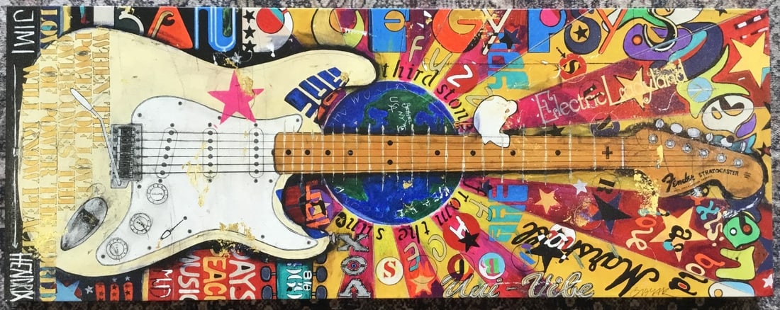 Michael Babyak Jimi Hendrix limited edition signed giclee canvas: Michael Babyak Jimi Hendrix limited edition signed giclee canvas Original limited edition giclee on canvas by Michael Babyak featuring a Jimi Hendrix tribute. This hand-signed and numbered work presen