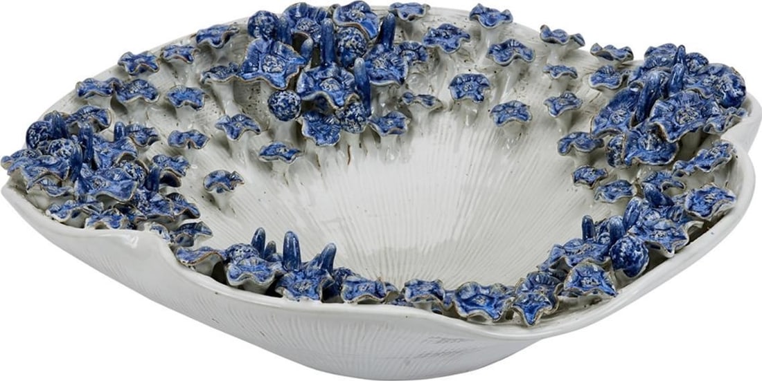 Handmade Blue and White Cream Bowl 6H x 18.50W x 18.50D (1 of 2)