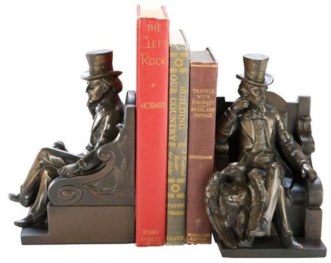 Americana Style Uncle Sam Cast Resin Bookends 7H 5W 3.5D (1 of 1)