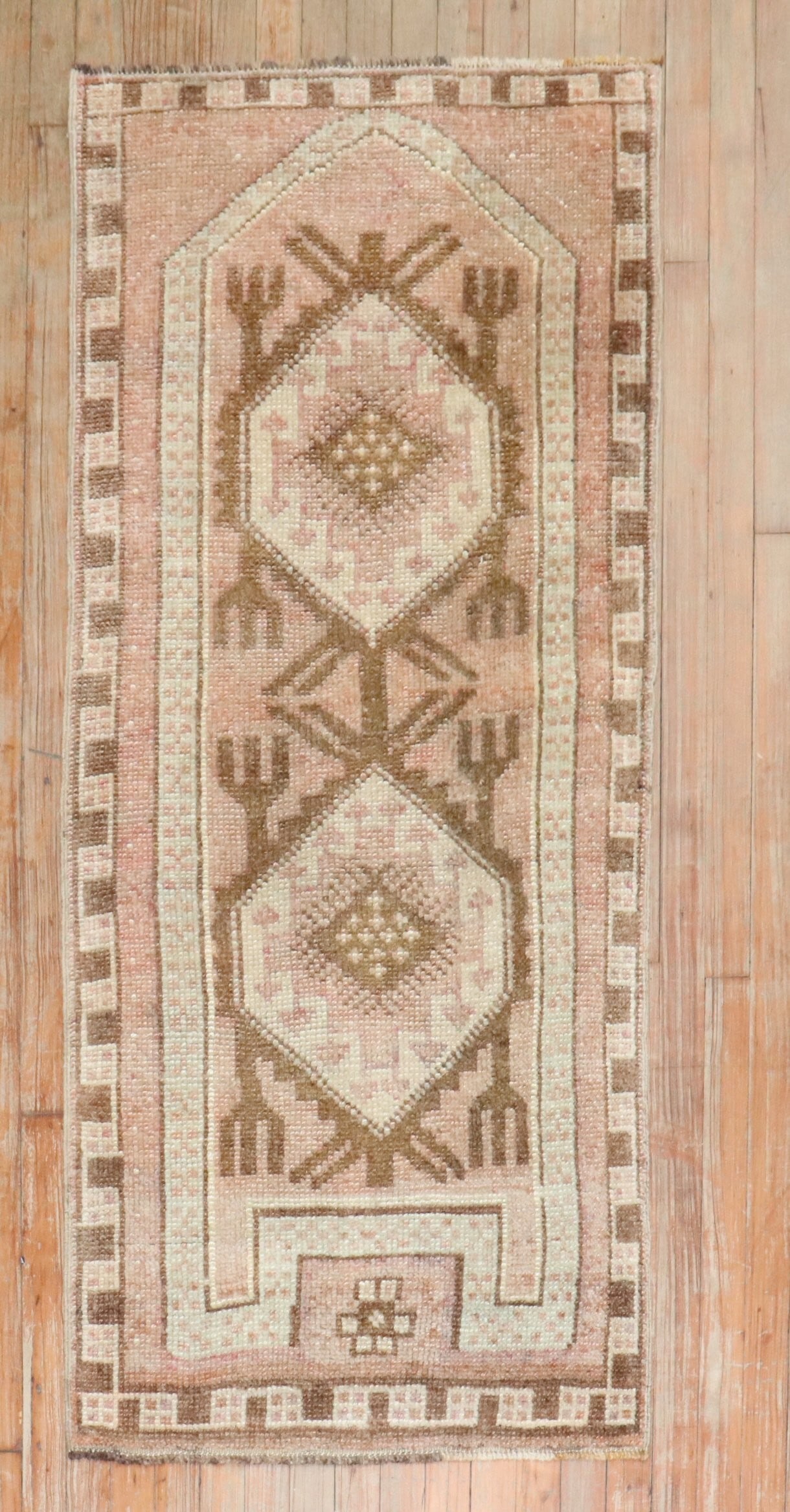 2' 6" x 5' 7" Turkish Kars Tribal Small Rug: 2' 6" x 5' 7" Turkish Kars Tribal Small Rug Vintage Turkish tribal runner with a woven geometric pattern. This mid-20th century Kars rug is a pre-owned small rug with a classic tribal design. Specific