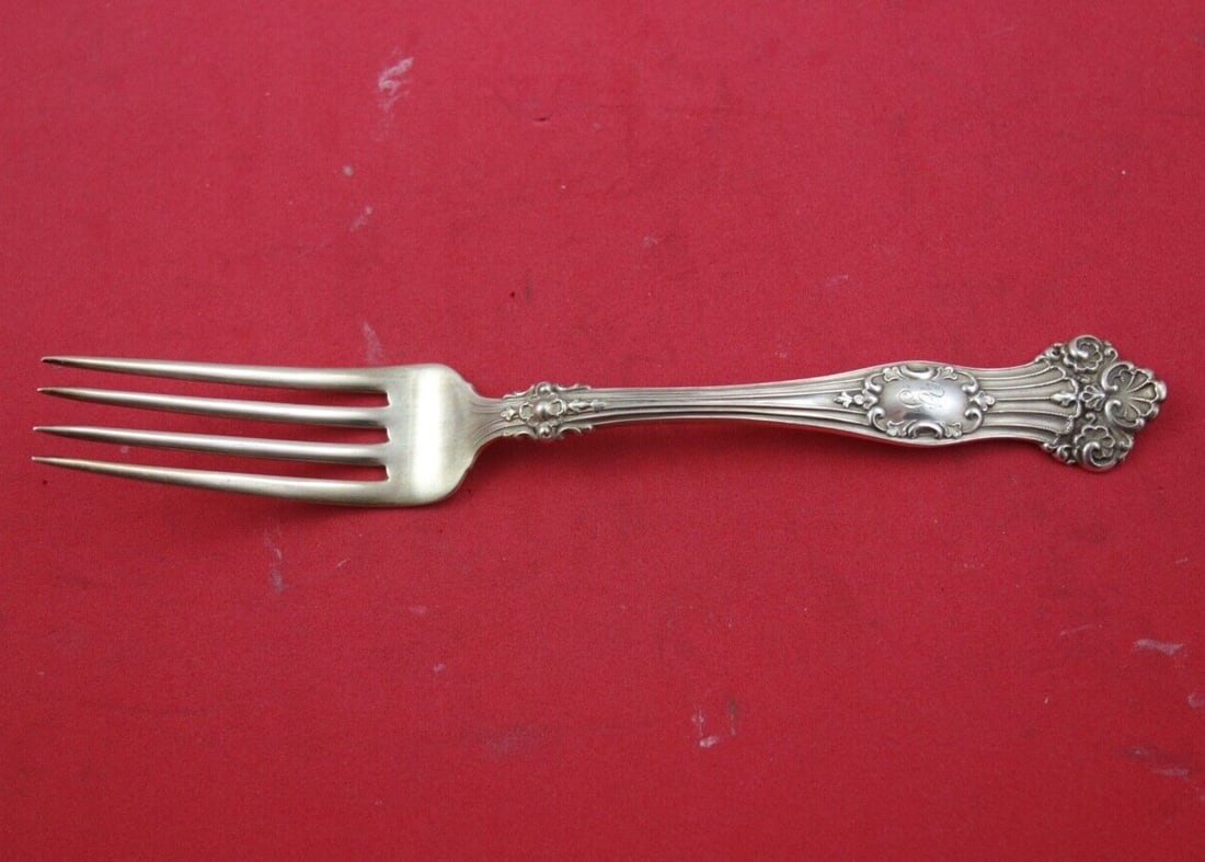 Alvin Viking Sterling Silver Fork 6 7/8 Inch Monogrammed Flatware: Alvin Viking Sterling Silver Fork 6 7/8 Inch Monogrammed Flatware This Viking by Alvin sterling silver regular fork measures 6 7/8 inches and features the elegant Viking pattern. Crafted from high-qua