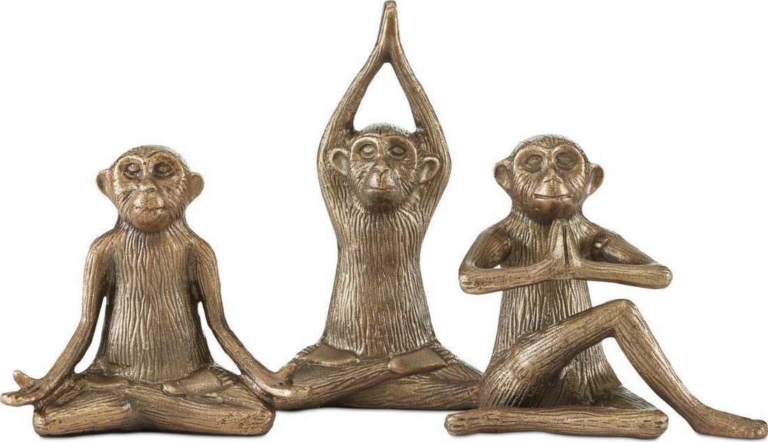 Currey Zen Monkey Sculpture Set Brass Cast Aluminum 3 Sizes: Currey Zen Monkey Sculpture Set Brass Cast Aluminum 3 Sizes Introducing the Whimsy and Art in Zen Monkey Sculpture Set, a delightful collection that embodies both charm and tranquility. Crafted in an 
