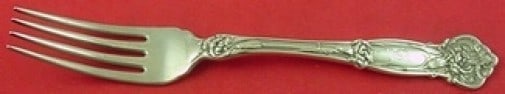 Wallace Carnation sterling silver dinner fork 7 5/8 in: Wallace Carnation sterling silver dinner fork 7 5/8 in Sterling silver dinner fork in the Carnation pattern by Wallace. This antique flatware piece is monogrammed, with monograms that vary, and is in 