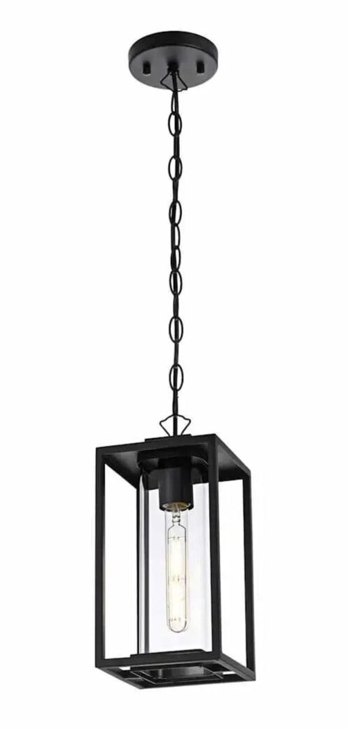 Memphis black iron glass outdoor pendant light 13 inch (1 of 9)