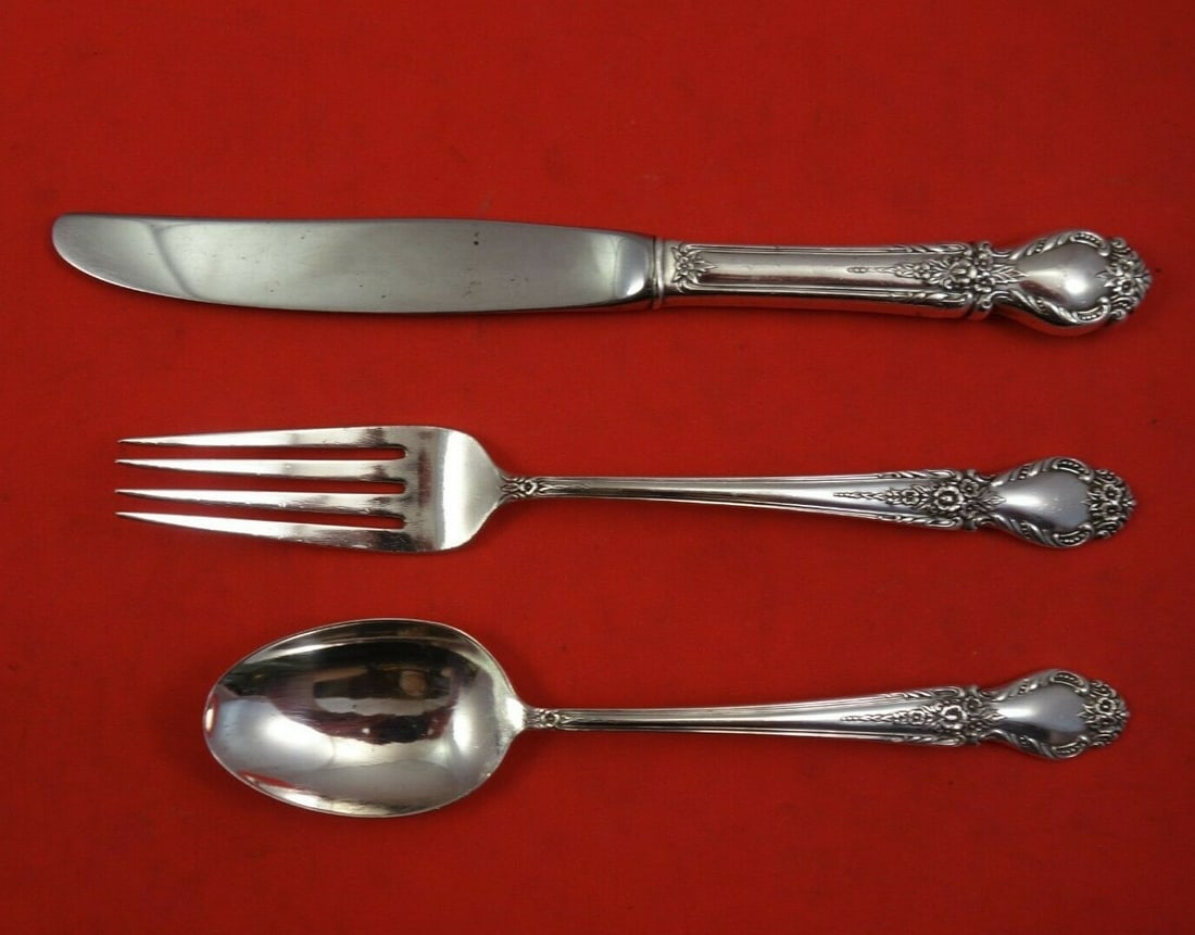 Brocade Vintage 3-Piece Sterling Silver Junior Set by International: Brocade Vintage 3-Piece Sterling Silver Junior Set by International This exquisite 3-piece junior set from the renowned Brocade pattern by International Sterling is crafted from high-quality sterling 