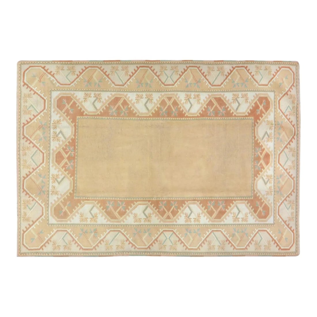 Handmade Anatolian Wool Area Rug 5'2 x 7'6 Traditional Turkish Carpet: Handmade Anatolian Wool Area Rug 5'2 x 7'6 Traditional Turkish Carpet This vintage Turkish Anatolian rug is hand-knotted from wool, combining traditional craftsmanship with a modern design sensibility