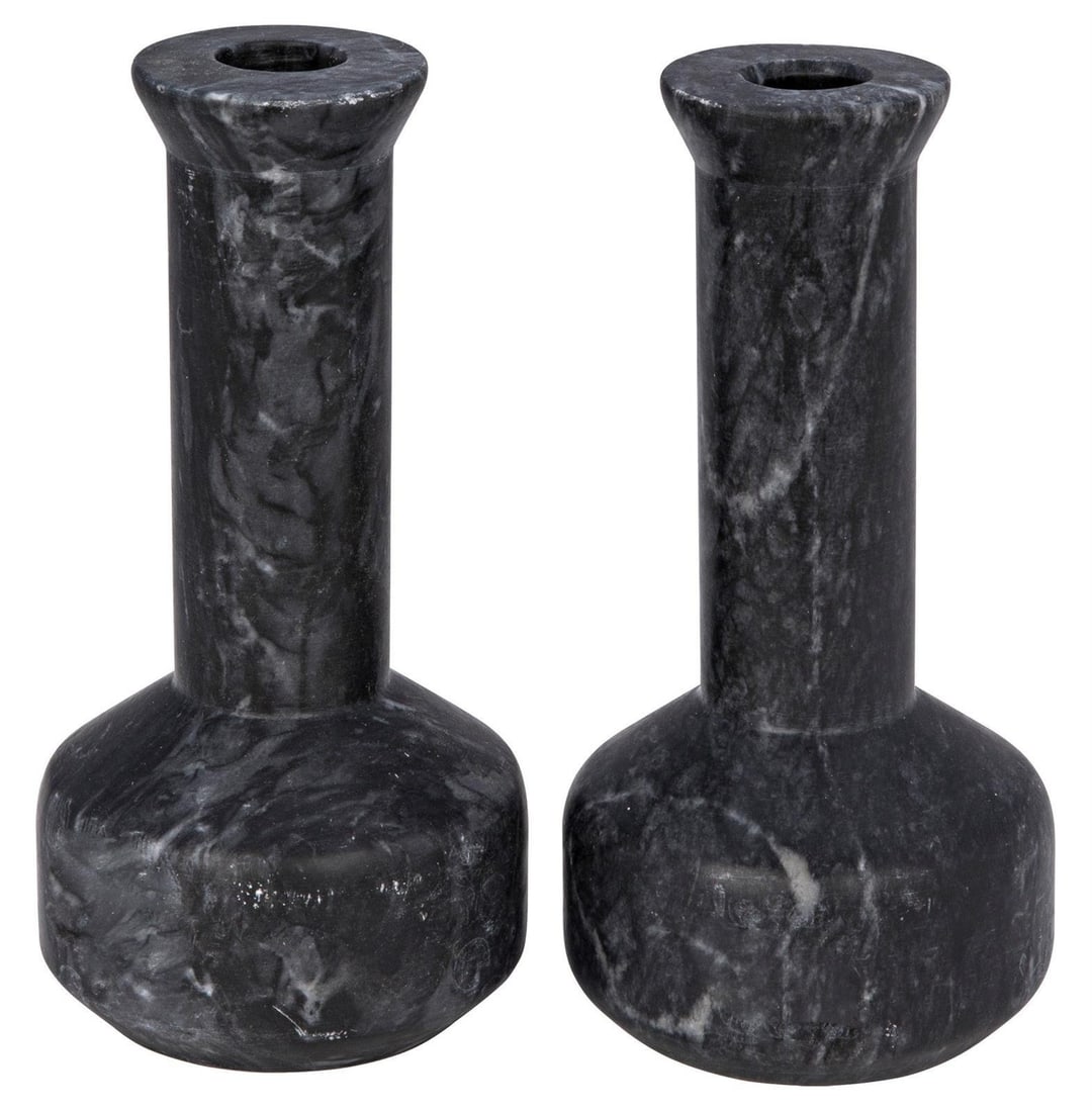 Noir Milos Black Marble Decorative Candle Holders Set (1 of 1)
