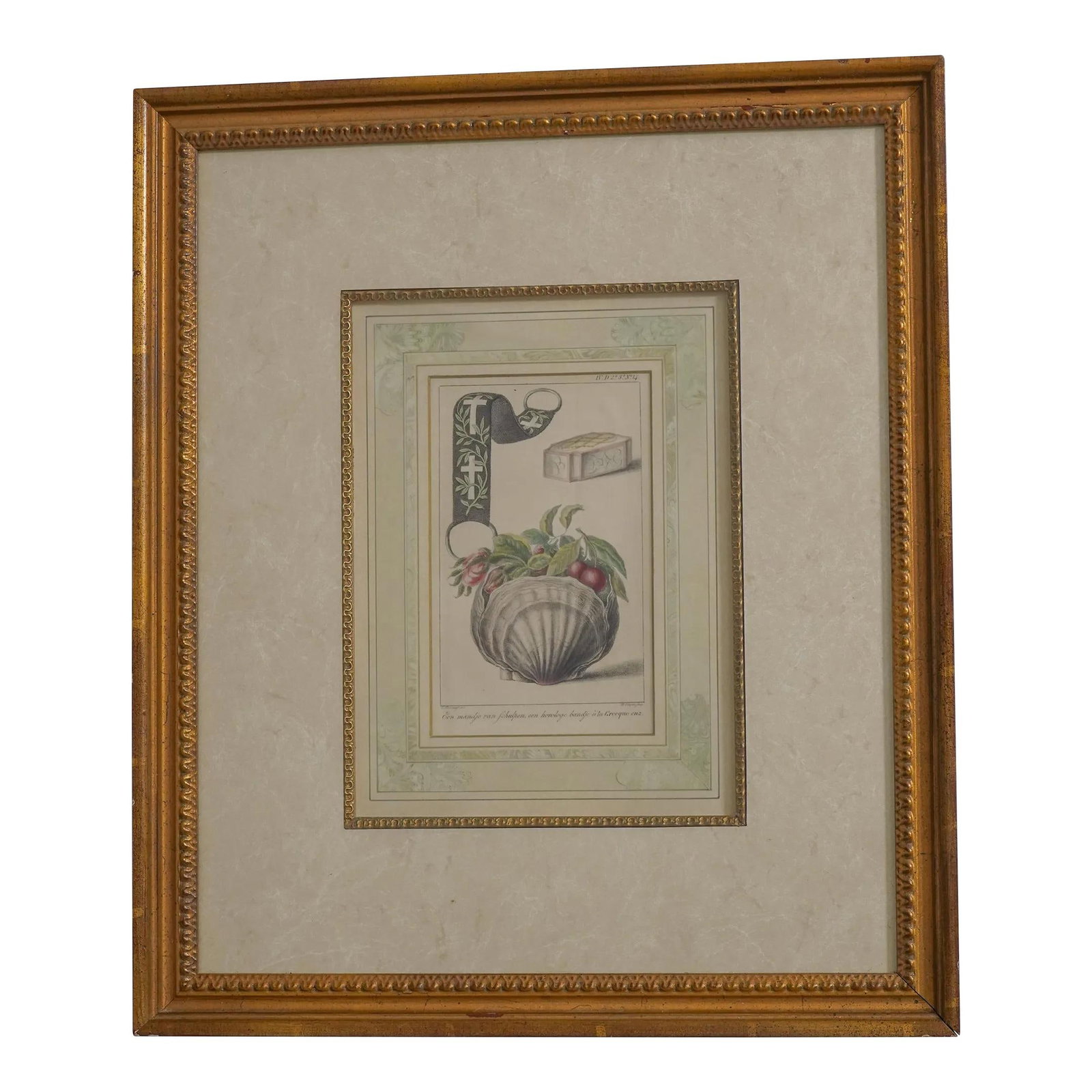 Vintage Hand Colored Engraving in Gold Frame 17 x 19.5 (1 of 10)