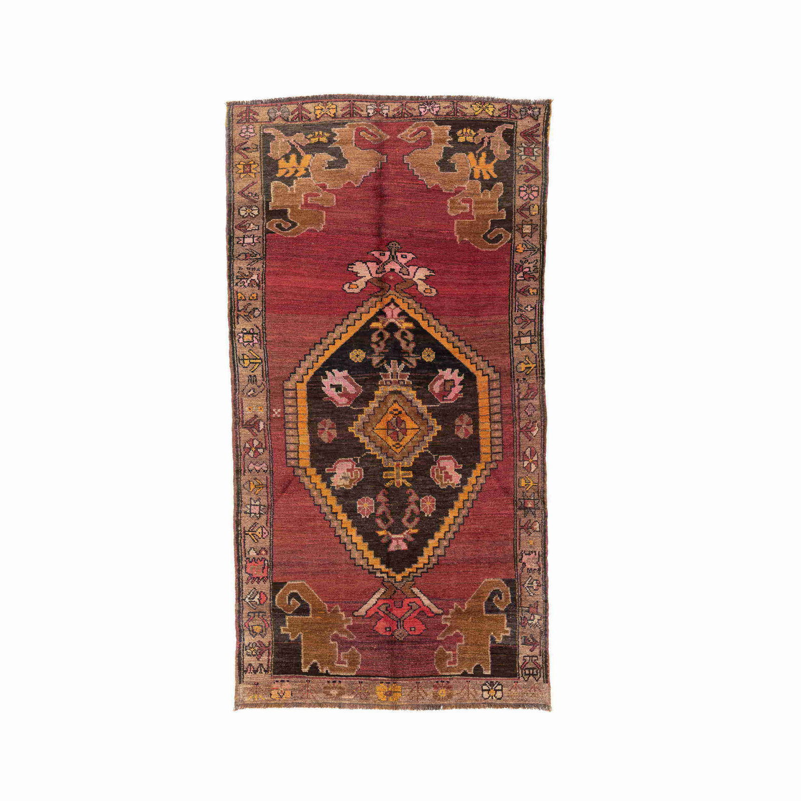 Authentic Anadol Handmade Wool Carpet 60.6 x 123.6 Inches: Authentic Anadol Handmade Wool Carpet 60.6 x 123.6 Inches Experience the exquisite craftsmanship of this authentic handmade Anadol wool on wool carpet. This stunning piece features a traditional doubl