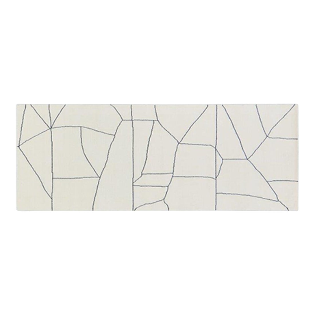 Geometric Moroccan Wool Runner Rug 2'7X7': Geometric Moroccan Wool Runner Rug 2'7X7' This Moroccan hand-knotted wool runner rug features a striking geometric design in white. Crafted with traditional techniques, the rug offers both durability 