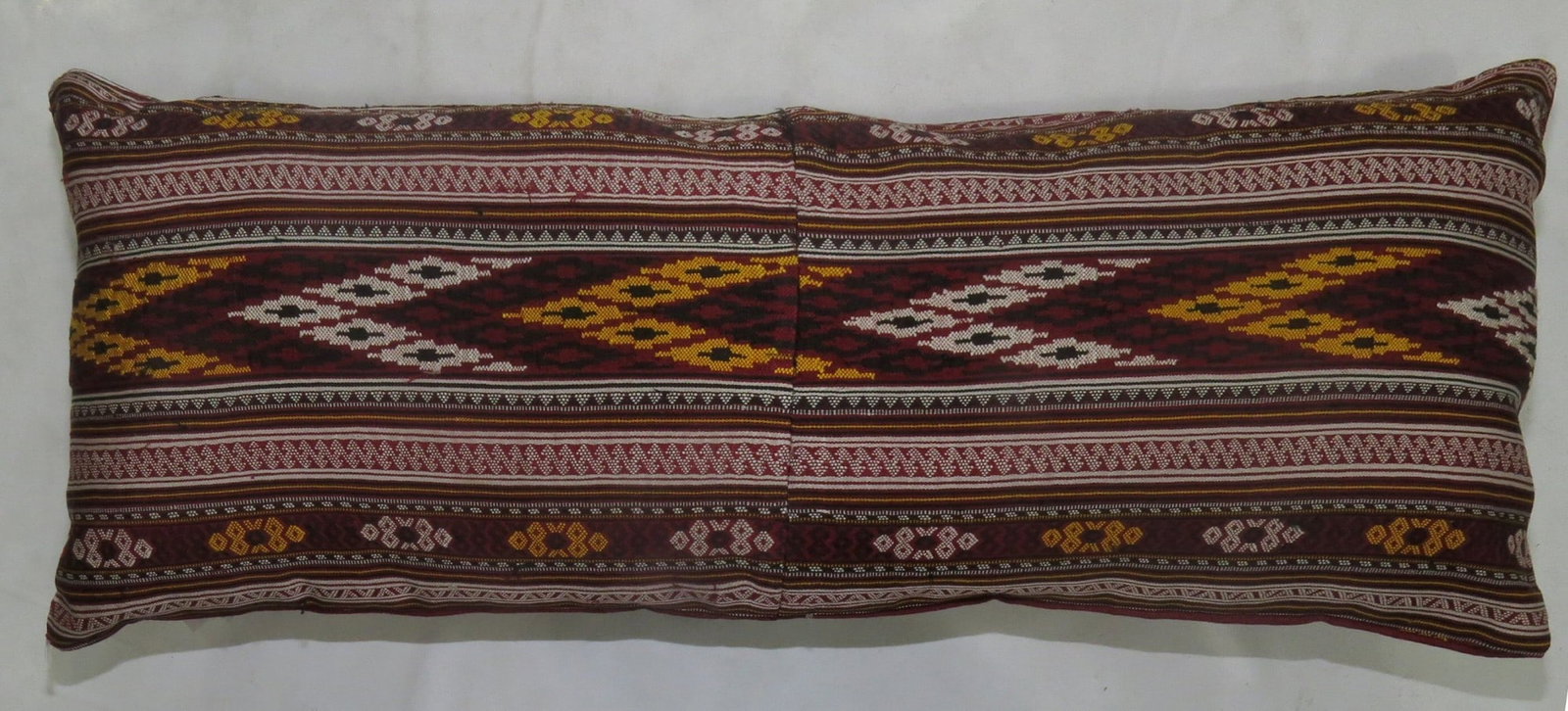 Vintage Ikat bolster pillow 9" x 2' Asian textile (1 of 3)