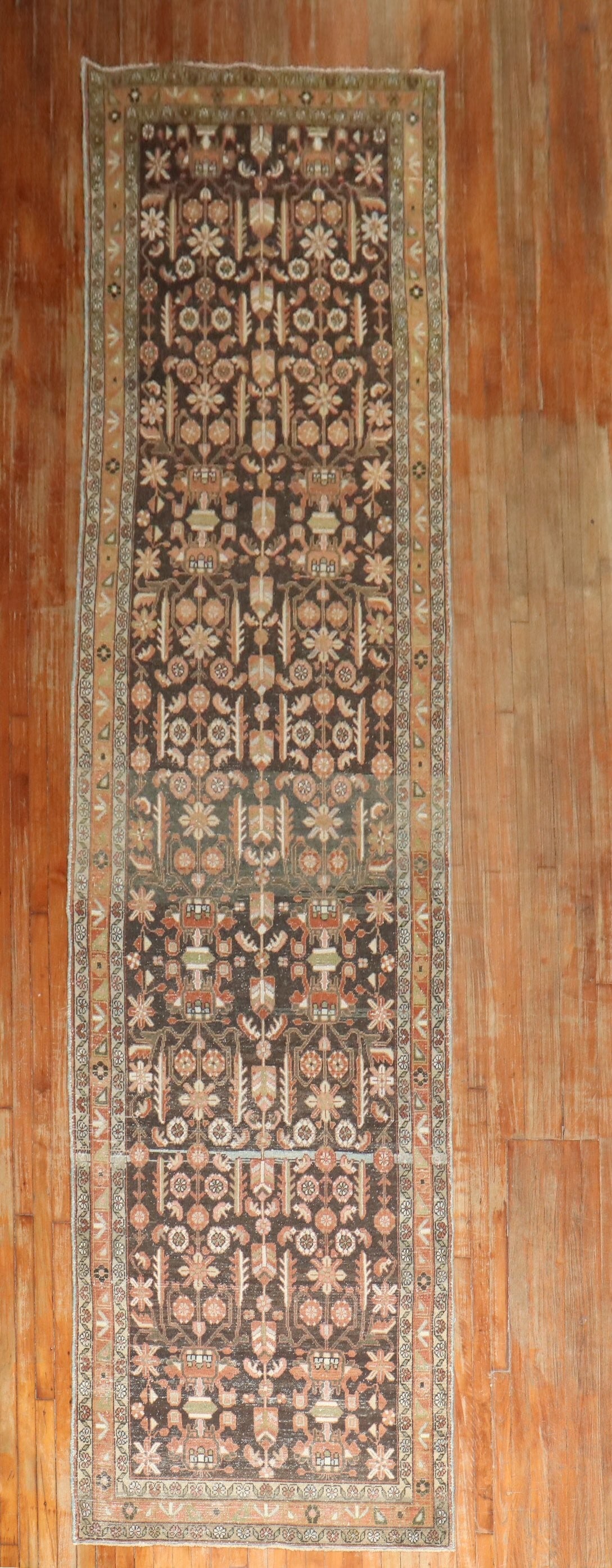 3' 9" x 16' 9" Persian Malayer Runner in Brown (1 of 7)