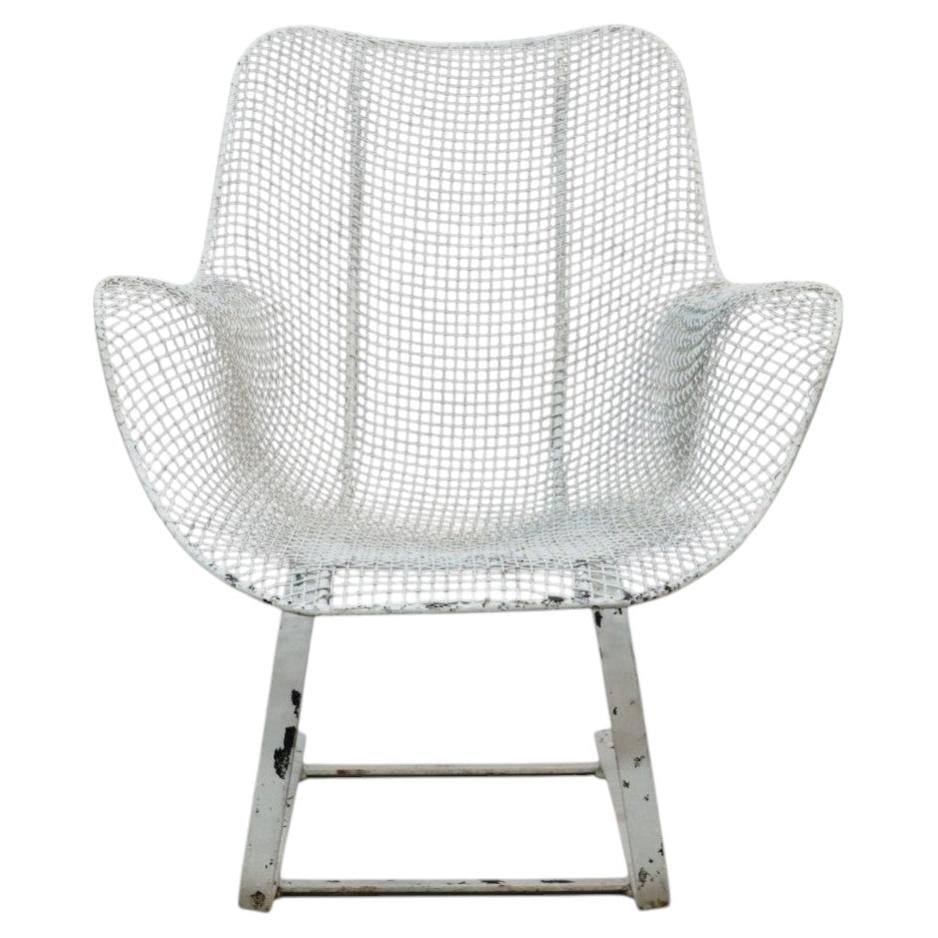 Attributed Russell Woodard wire mesh spring patio lounge chair c1960 (1 of 7)