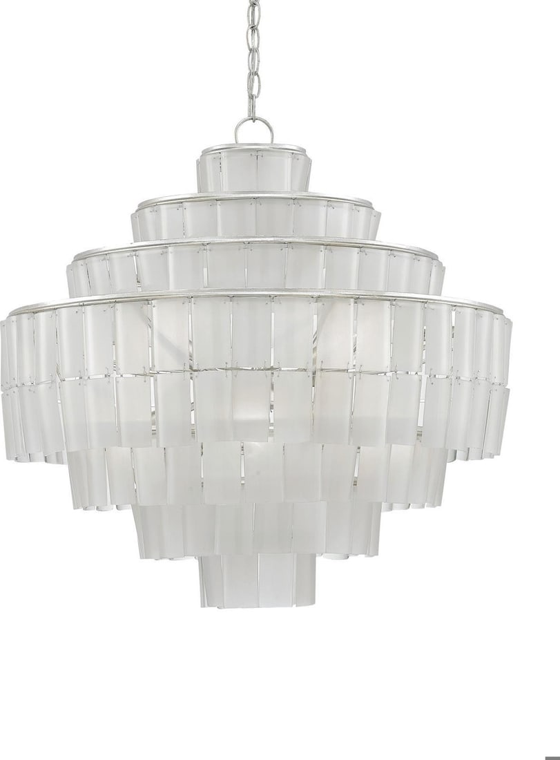 Currey Sommelier Chandelier Clear Silver Recycled Glass Bowl 8 Bulbs (1 of 2)