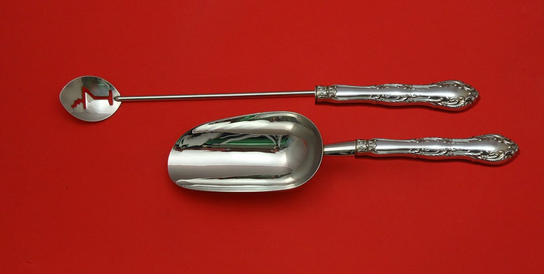 Wallace Old Atlanta Sterling Silver 2pc Bar Set Martini Spoon Ice Scoop (1 of 1)