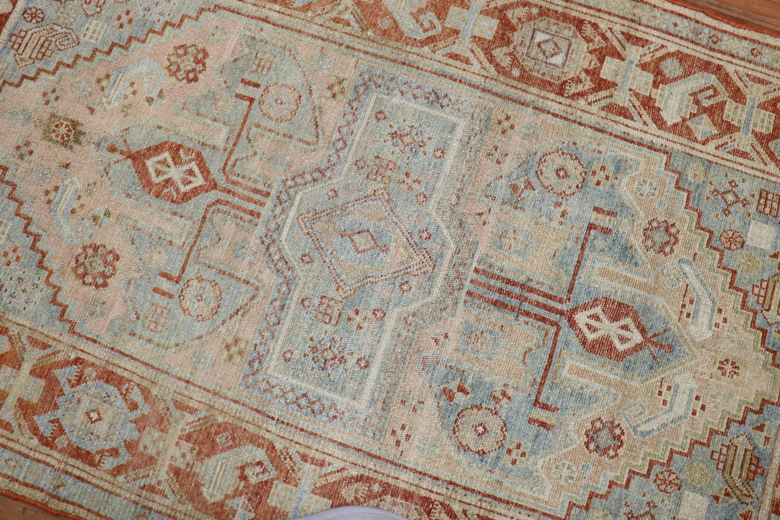 4' x 6' 10" Persian Malayer Accent Rug Blue Terracotta: 4' x 6' 10" Persian Malayer Accent Rug Blue Terracotta Early 20th century Persian Malayer accent rug in a blue and terracotta colorway. This pre-owned piece reflects the traditional Malayer rug type. 