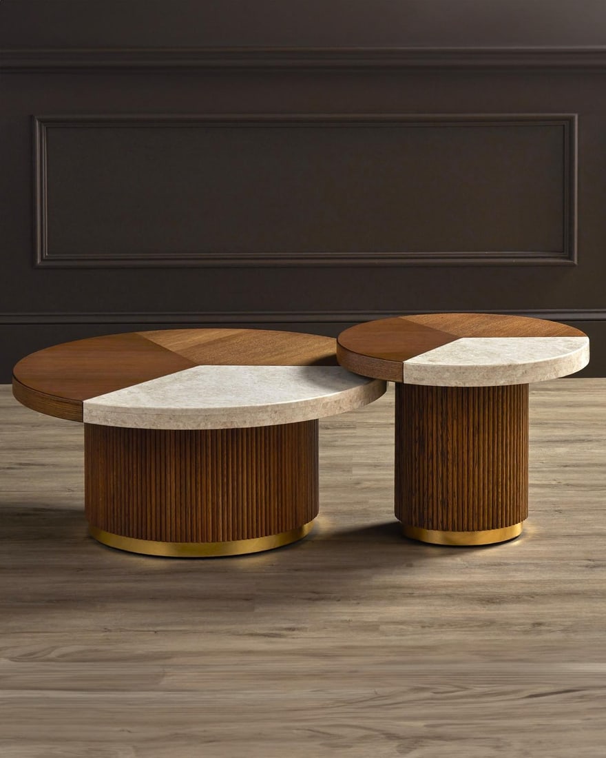 Currey Dakota Marble and Brass Cocktail Table Vintage Style (1 of 6)
