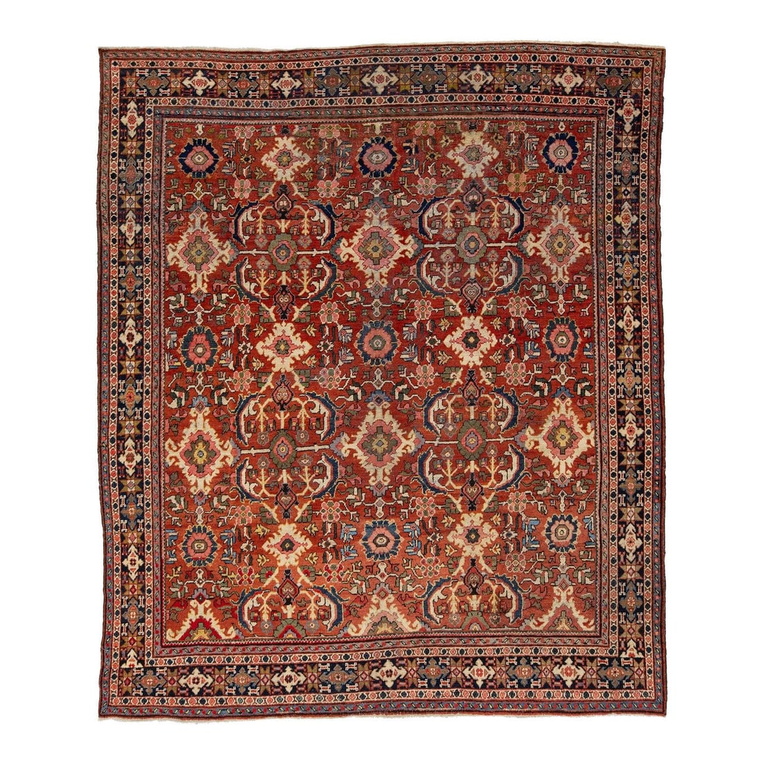 Hand-Knotted Wool Mahal Rug with Floral Motifs in Red 10'5 x 12'3 (1 of 10)