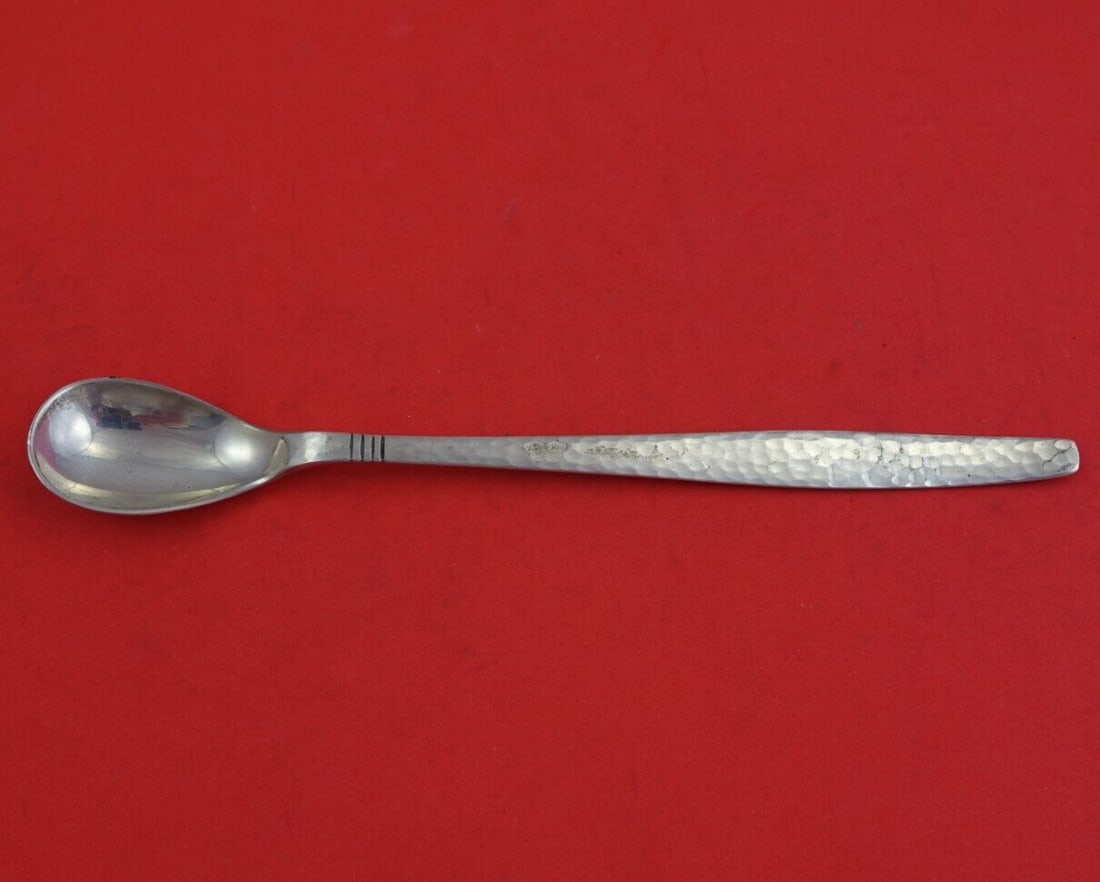 Allan Adler Swedish Modern Sterling Silver Hammered Iced Tea Spoon 7 7/8" (1 of 3)