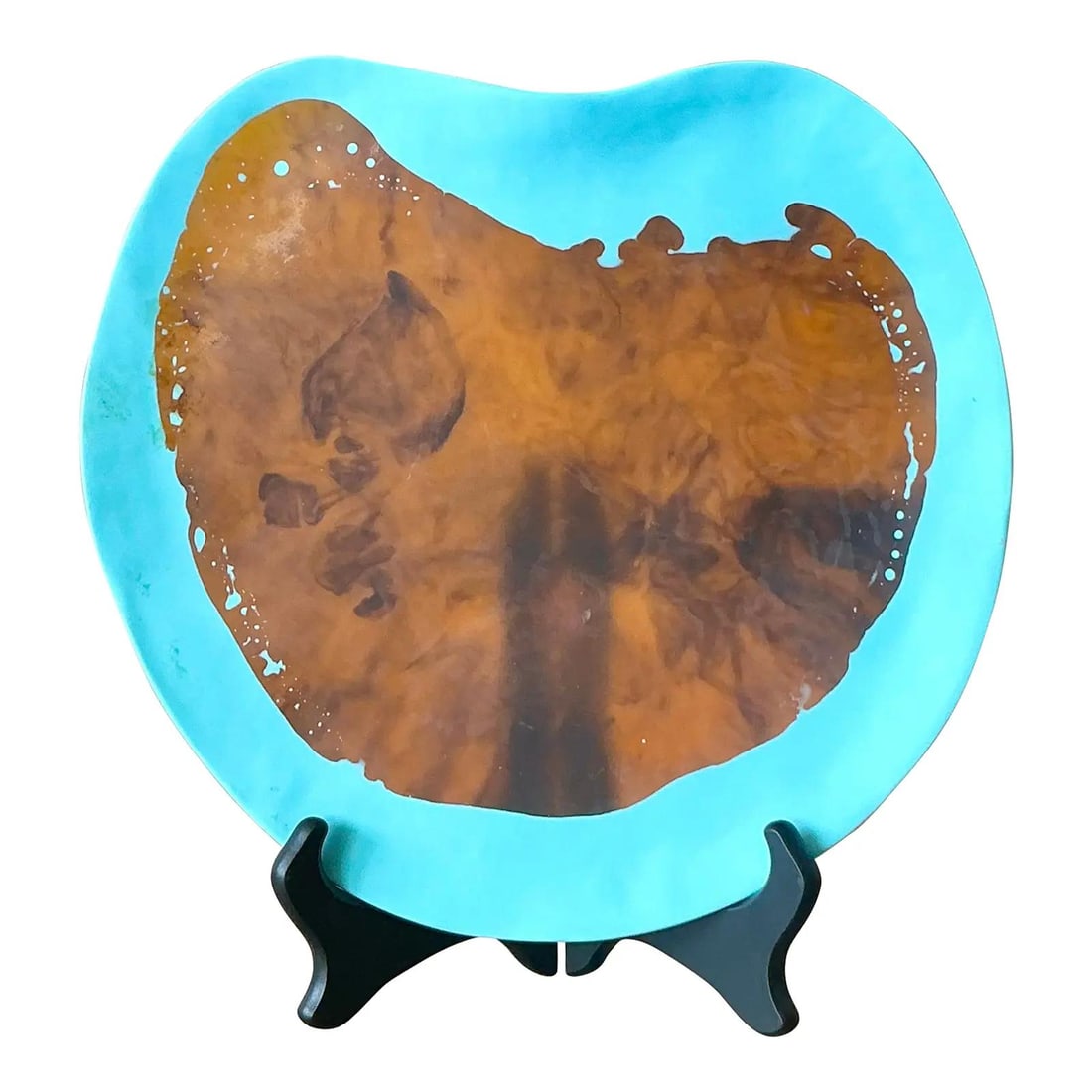 Poured Resin Decorative Plate With Abstract 1970s Bohemian Art Design (1 of 7)