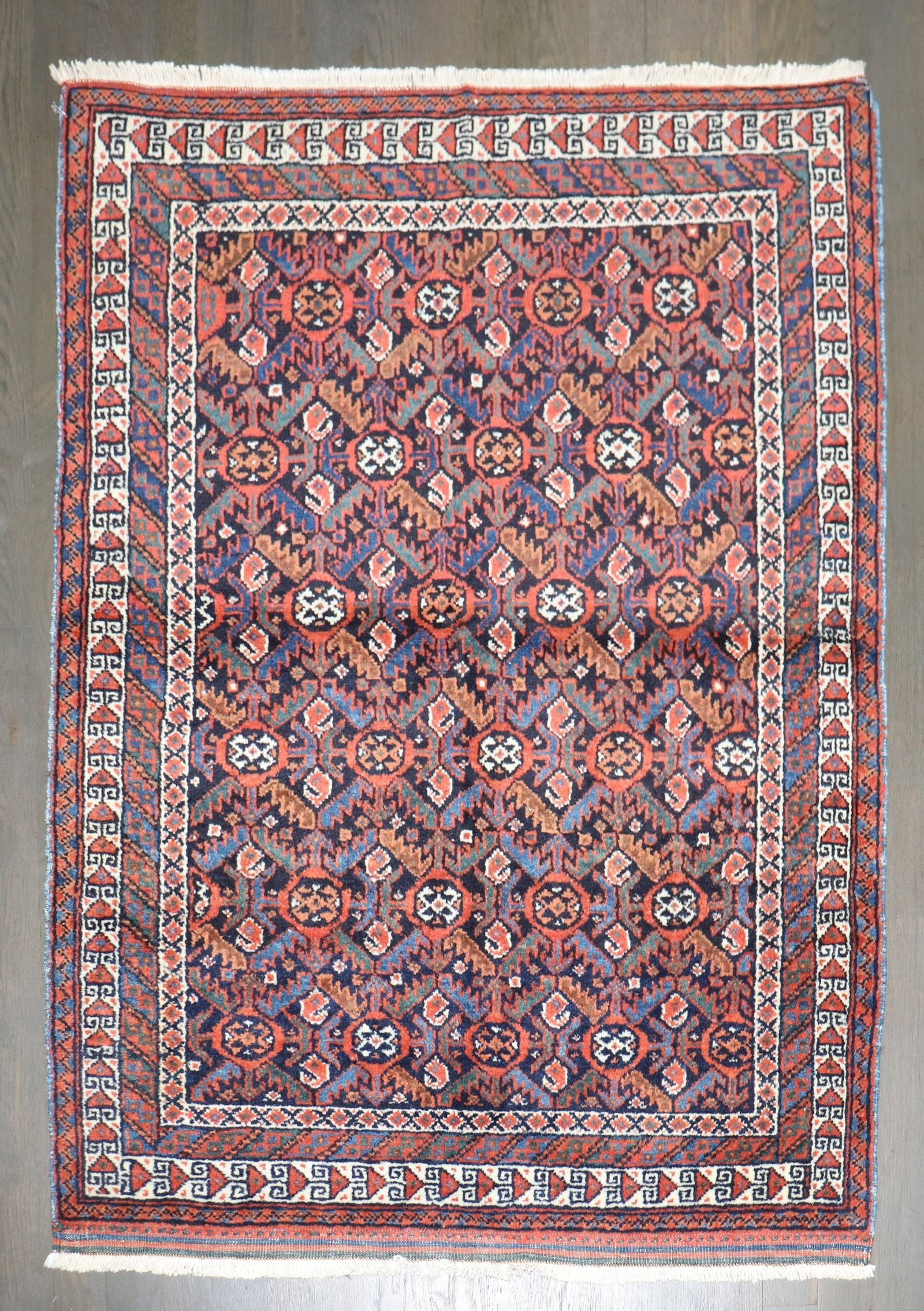 2' 10" x 3' 8" Persian Afshar Small Rug: 2' 10" x 3' 8" Persian Afshar Small Rug Early 20th century Persian Afshar rug in a small square format. This pre-owned piece reflects the traditional Afshar type and offers a compact size suitable for