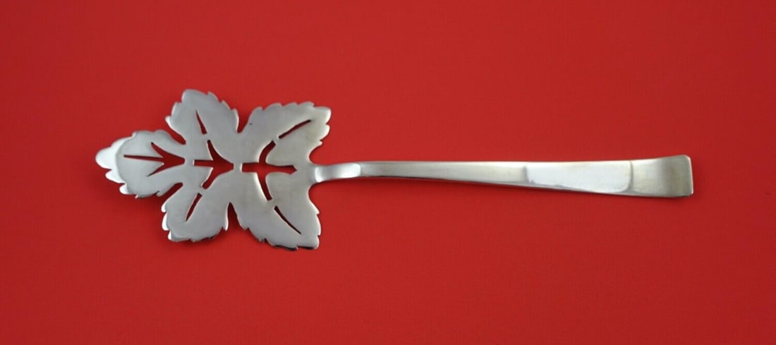 Sterling Silver Waffle Server Arts and Crafts Pierced Leaf 10 3/4" (1 of 2)
